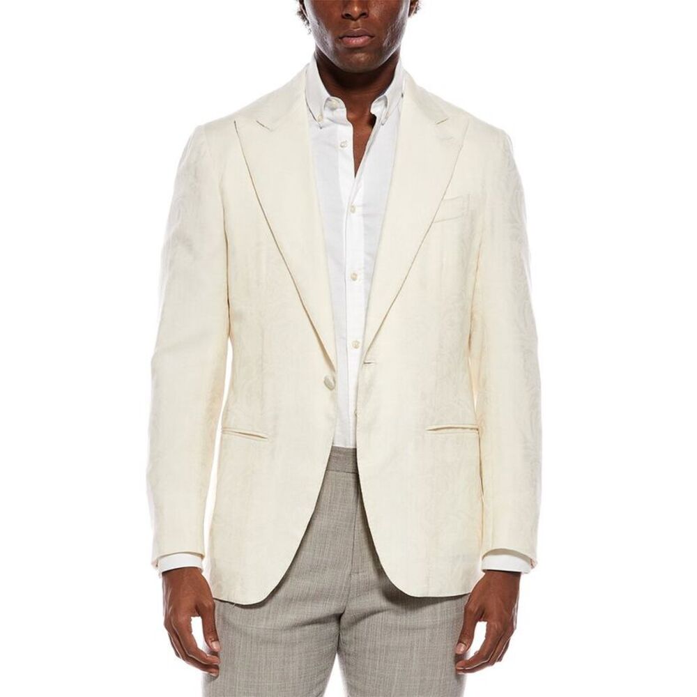 Isaia Mens  Wool Textured Blazer, Tan
